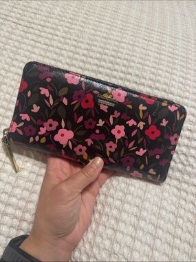 kate spade Black Floral Zip-Around Wallet